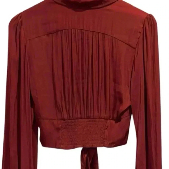 Free People Say it Ain’t So Blouse, Red, Long Sleeve, Cropped, V Neck, XS - Picture 15 of 16